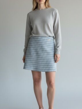 Nine West Tweed Mini Skirt Pastel Baby Blue Medium